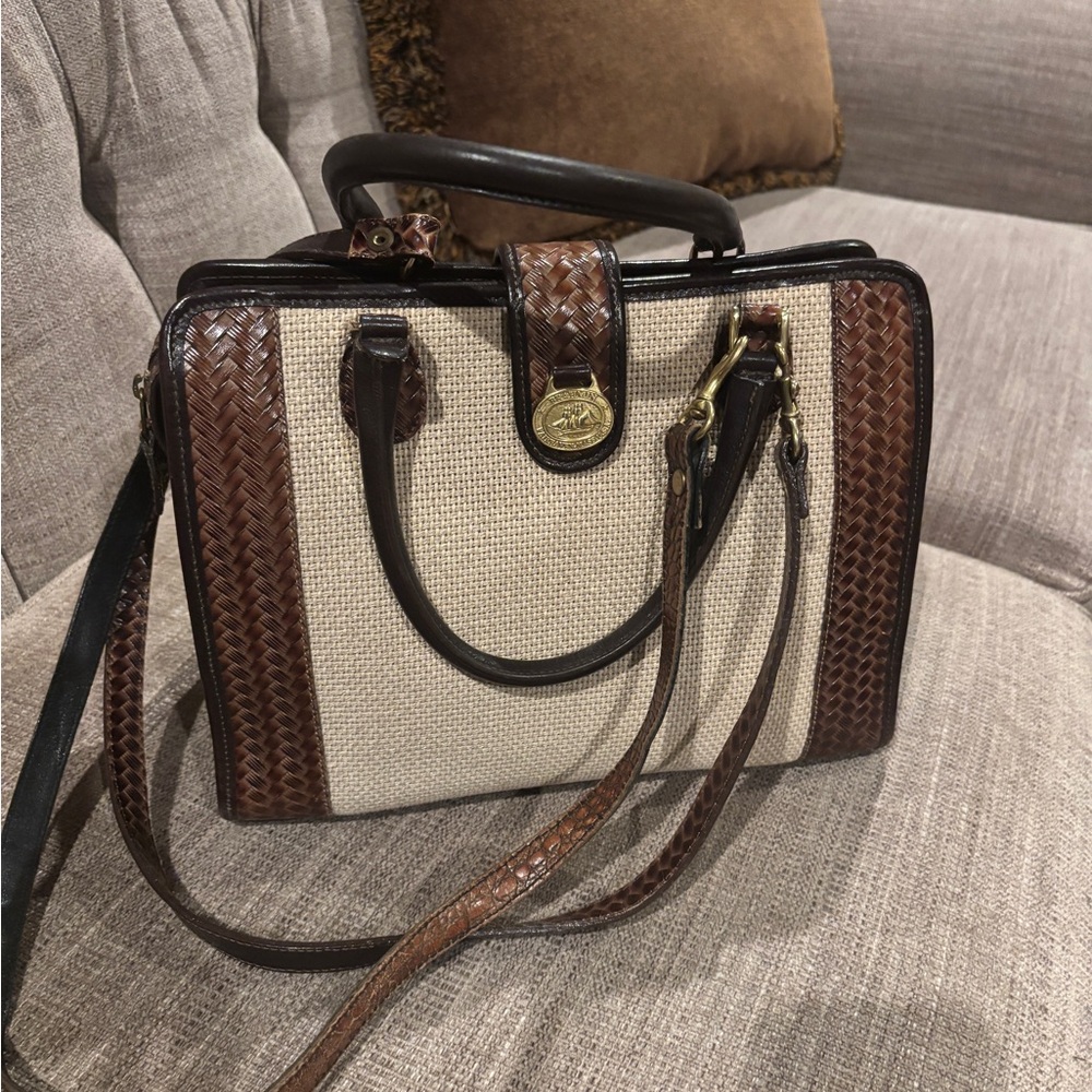 Addison Ii    Taupe Harbor Iii     Elegant Brown and Cream Woven Handbag